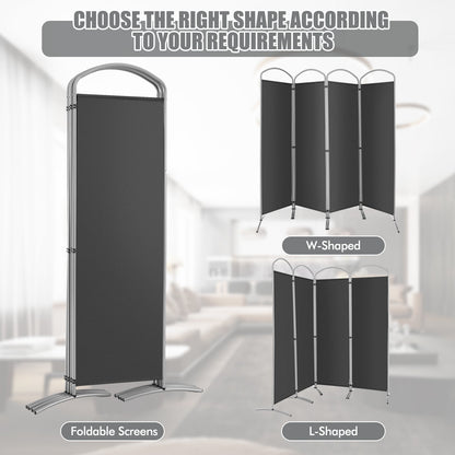 4 Panel Freestanding Folding Room Divider for Living Room Office-Grey