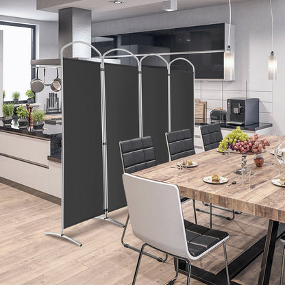 4 Panel Freestanding Folding Room Divider for Living Room Office-Grey