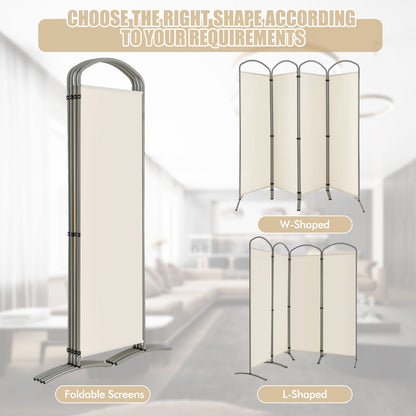 4 Panel Freestanding Folding Room Divider for Living Room Office-White