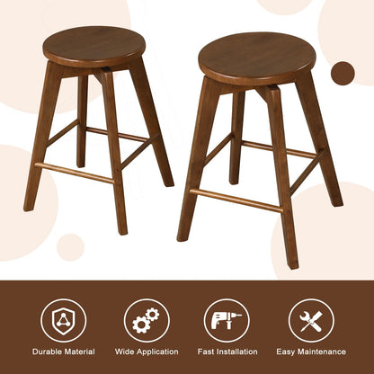 360° Swivel Counter Height Bar Chairs with Rubber Wood Frame
