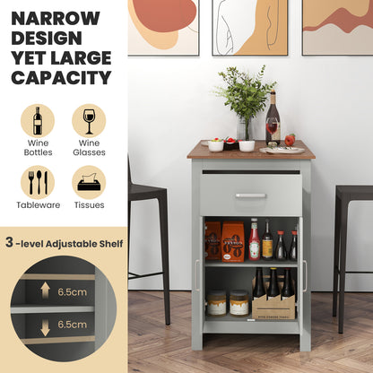 Counter Height Table with Storage Rectangular Pub Dining Table-Grey