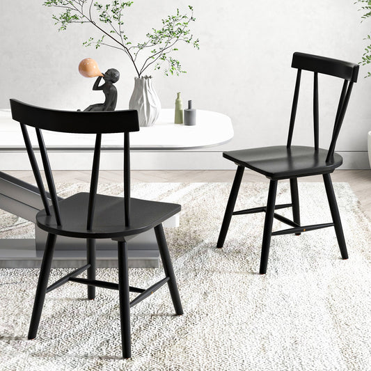 Set of 2 Windsor Chairs-Black