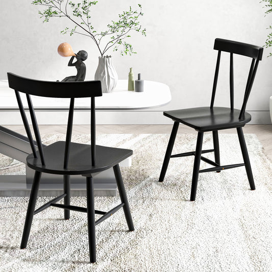 Set of 2 Windsor Chairs-Black