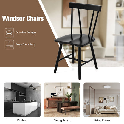 Set of 2 Windsor Chairs-Black