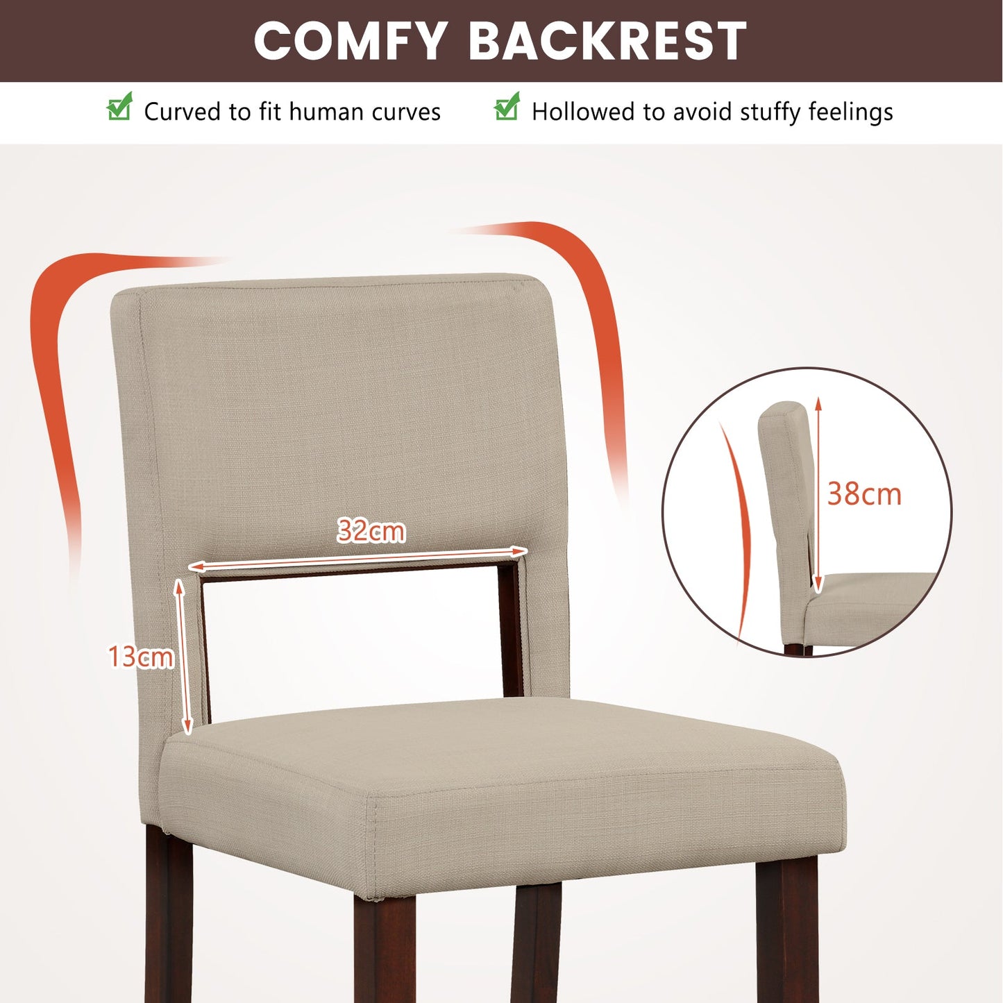 2-Piece Bar Chair Set-Beige