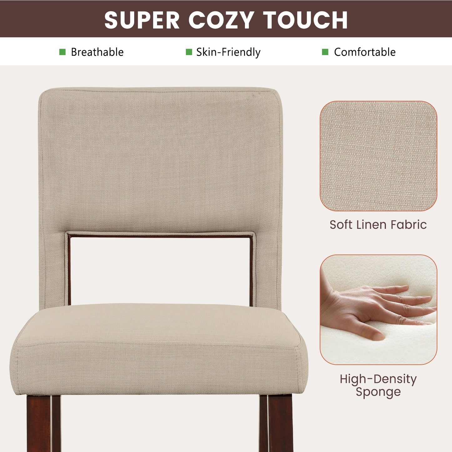 2-Piece Bar Chair Set-Beige
