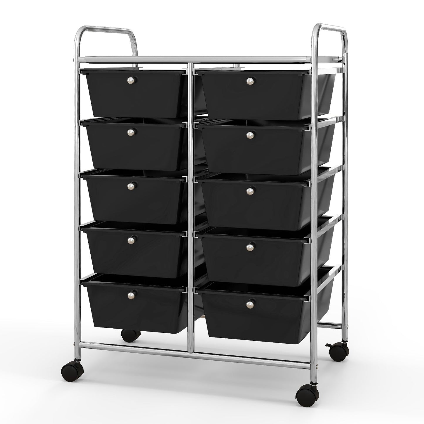 Storage Rolling Cart with 10-Drawer for Tools Scrapbook Paper Organising-Black