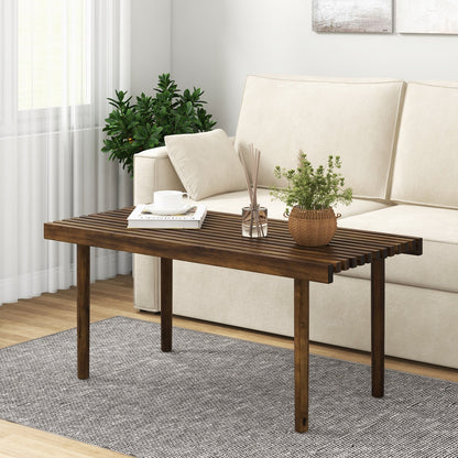 Rubber Wood Coffee Table with Slatted Tabletop