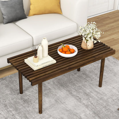 Rubber Wood Coffee Table with Slatted Tabletop