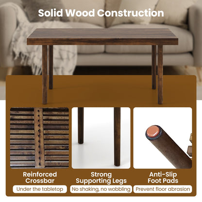 Rubber Wood Coffee Table with Slatted Tabletop