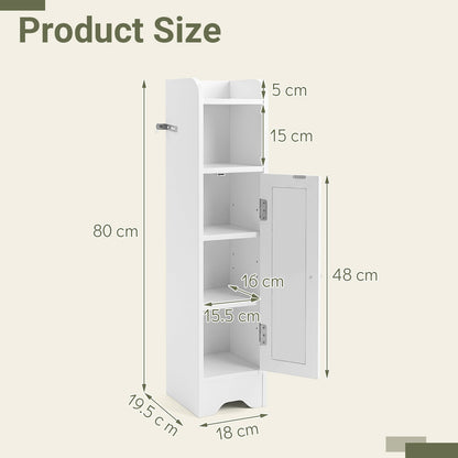 Small Bathroom Storage Cabinet with Door and Adjustable Shelves-White