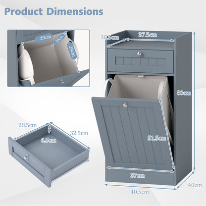 Bathroom Storage Cabinet with Drawer and Removable Hamper-Grey
