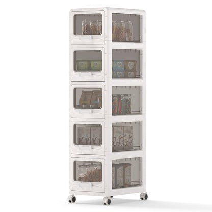 5-Tier Plastic Drawer Storage Organizer Rolling Cart with 5 Drawers