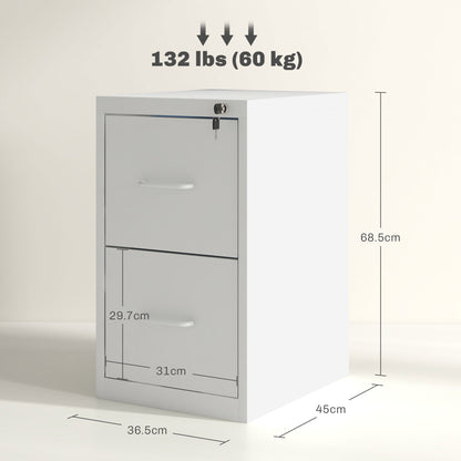 HOMCOM Two-Drawer Modern Steel Filing Cabinet - Cream