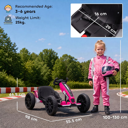 AIYAPLAY 12V Electric Go Kart for Kids with Dual Motors, Adjustable Seat, Soft Start, LED Lights, EVA Wheels, for Age 3-6, Pink