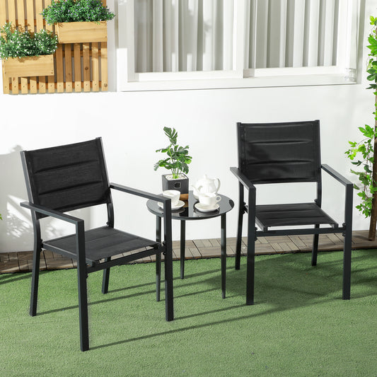 Outsunny Zestaw dwóch aluminiowych krzeseł ogrodowych składanych - czarny
