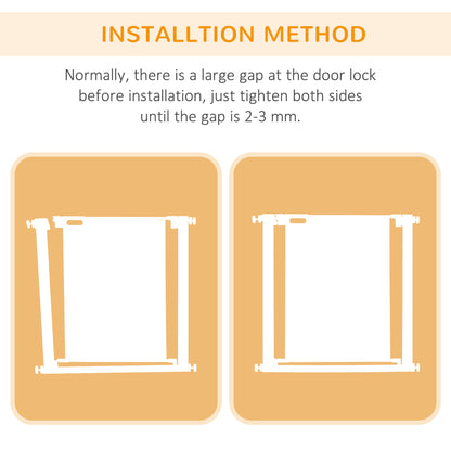 PawHut Pet Safety Gate, for Doorways, Staircases, Hallways, with 75-82cm Adjustable Width - White