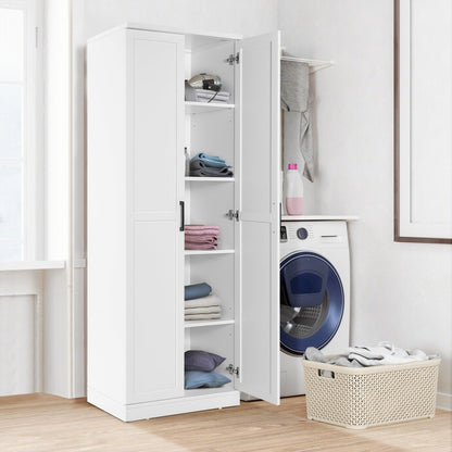 Wooden Storage Cabinet with 2 Doors and Adjustable Shelves-White