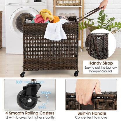 110L Collapsible Laundry Hamper Lid and Removable Liner Bag