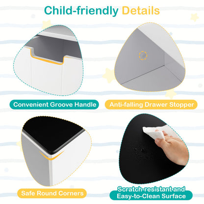 Kids Toy Storage Organizer with 3 Bins and Blackboard Top-121 x 33 x 62cm