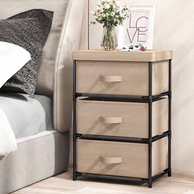 Fabric Storage Organizer Tower Unit with Removable Lid-Coffee