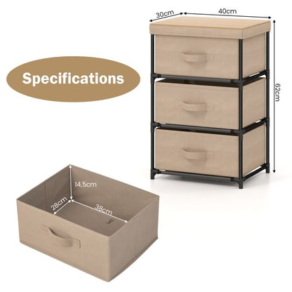 Fabric Storage Organizer Tower Unit with Removable Lid-Coffee