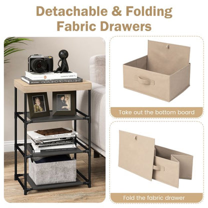 Fabric Storage Organizer Tower Unit with Removable Lid-Coffee