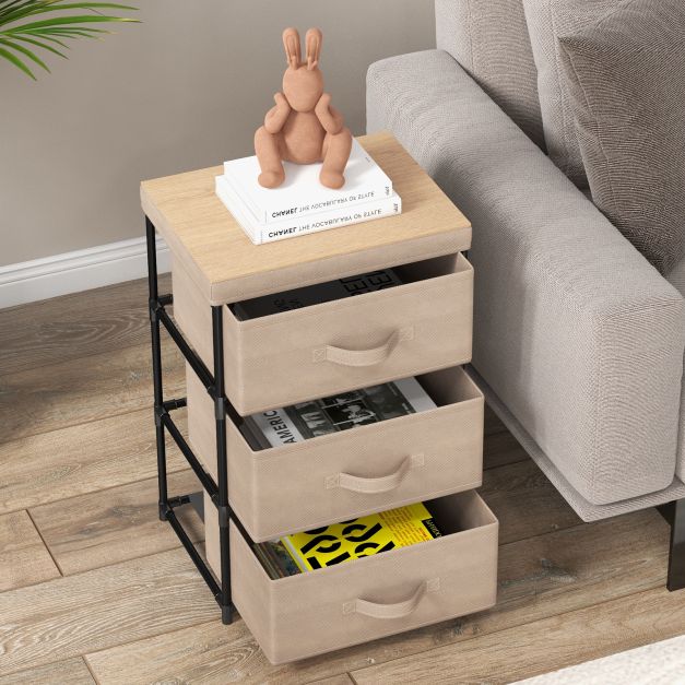 Fabric Storage Organizer Tower Unit with Removable Lid-Coffee