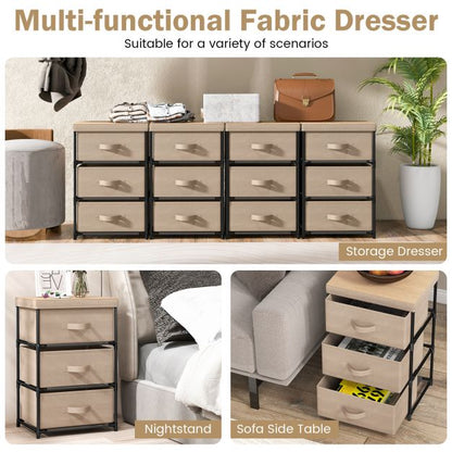 Fabric Storage Organizer Tower Unit with Removable Lid-Coffee