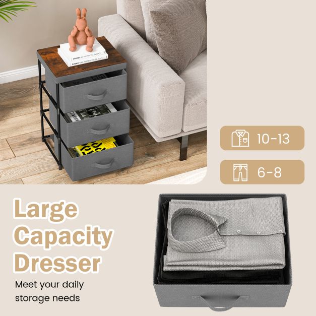 Fabric Storage Organizer Tower Unit with Removable Lid-Grey