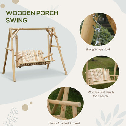 Outsunny Outdoor 2 Seater Swing Chair Modrzewiowy Huśtawka ogrodowa Siedzisko hamakowe na werandę
