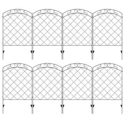 سياج زخرفي للحديقة من Outsunny، ألواح سياج خارجية مقاس 43 بوصة × 11.4 قدم، 8 قطع من الأسلاك الفولاذية المقاومة للصدأ وحواف حديقة الزهور وحواف الحيوانات، دوامات