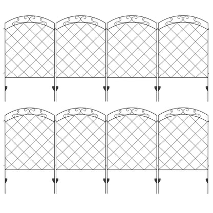 Outsunny Decorative Garden Fencing, 43in x 11.4ft Outdoor Picket Fence Panels, 8 Piece Rustproof Steel Wire Landscape Flower Bed Border Edging