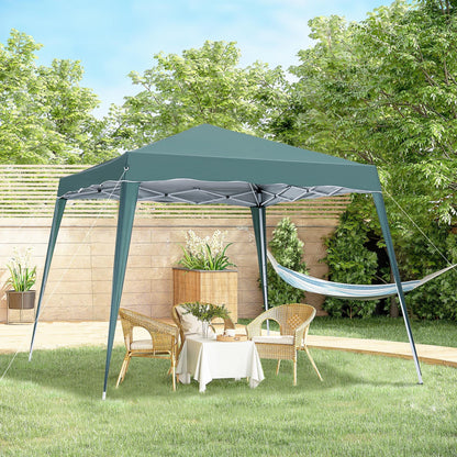 Outsunny 3 M x 3 M Base/ 2.5 M x 2.5 M Top Pop Up Gazebo with Carry Bag, Height Adjustable Slant Leg Party Tent Instant Event Shelter for Garden, Patio, Green