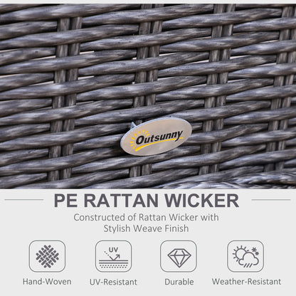 مجموعة أثاث حديقة Outsunny Rattan طقم أريكة مكون من 4 مقاعد وطاولة قهوة وكرسي واحد وإطار من الألومنيوم بالكامل، رمادي