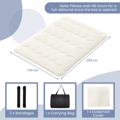 Japanese Floor Mattress with Washable Cover and Carry Bag-Beige-King Size