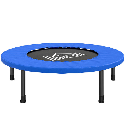 HOMCOM 32" Mini Fitness Trampoline Home Gym Yoga Exercise Rebounder Indoor Outdoor Jumper with Safety Pad, Support Up to 100 KG, Blue and Black