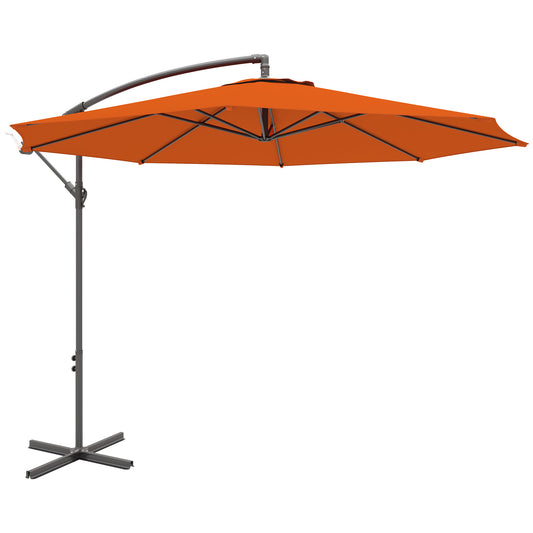 Outsunny 2,45 m parasol wysięgnikowy z podstawą krzyżową - pomarańczowy