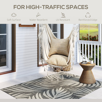 HOMCOM UV Resistant Indoor & Outdoor Area Rug, Easy-Cleaning Machine Washable Rug for Patio, Garden, Kitchen, Bathroom or Living Room, 170 x 120 cm, Grey