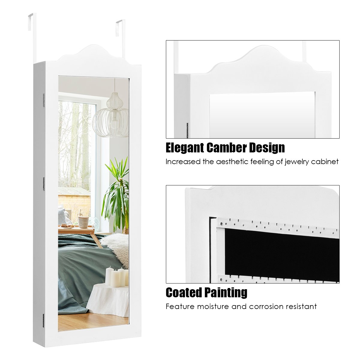 Wall Mounted Jewellery Cabinet with Makeup Storage