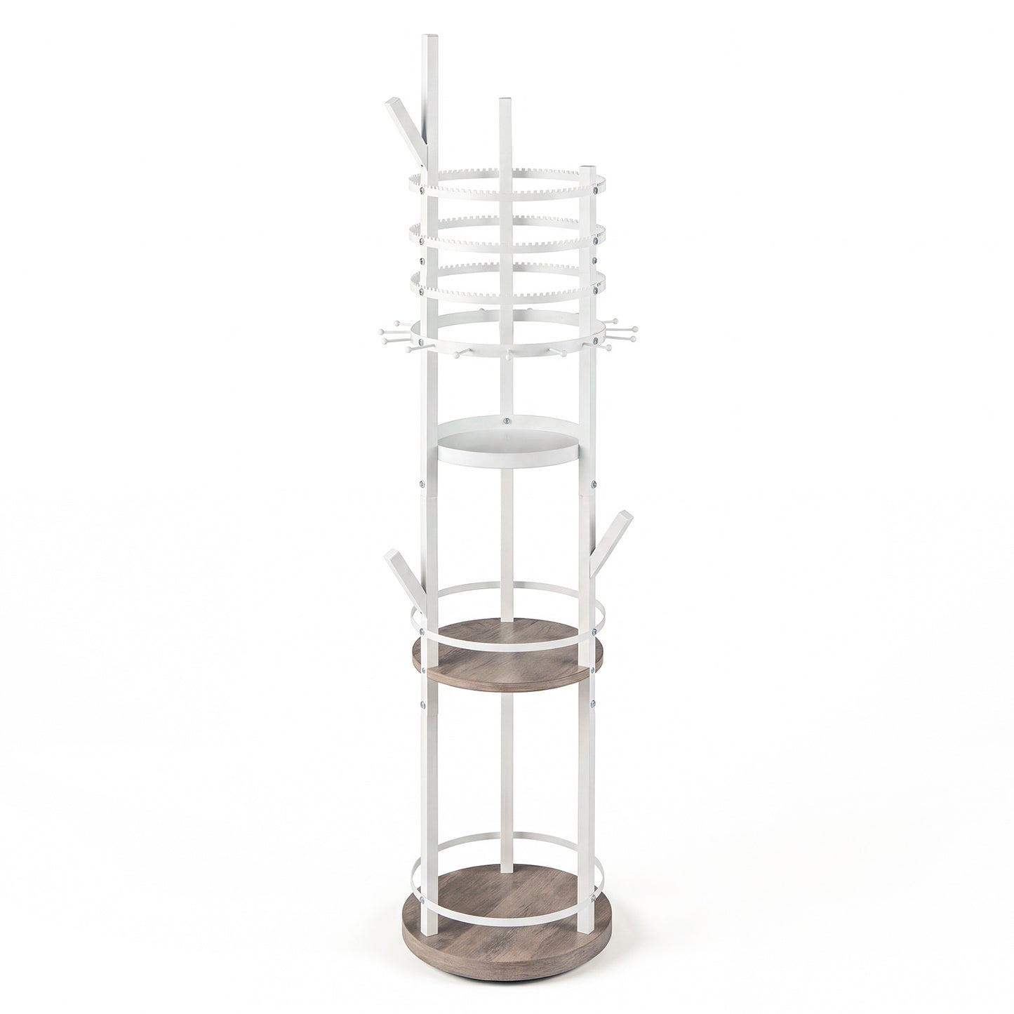 Jewelry Organizer Stand 360° Rotating Floor Jewelry Storage Rack Free Standing Jewelry Display Tower-Grey
