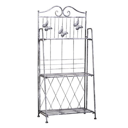 Outsunny Indoor Outdoor Freestanding 3-Tier Garden Plant Stand Metal Flower Display Rack for Potted Plants Balcony D√É¬©cor 44L x 25W x 96H cm