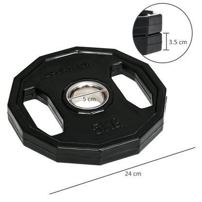 SPORTNOW Olympic Weight Plates Set, Metal and Rubber Bumper Plates Weights Discs with 2"/5cm Holes, for Home Gym Weight Lifting Strength Training, 2 x 5kg, Black