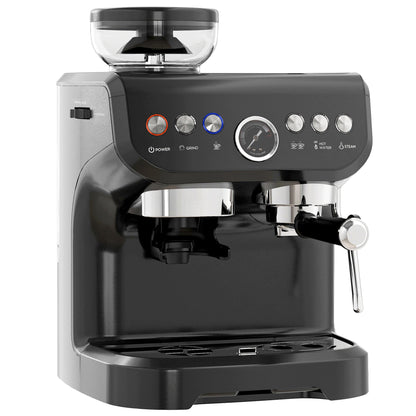HOMCOM 15 Bar Coffee Machine, with Adjustable Grind, Steamer and Accessories