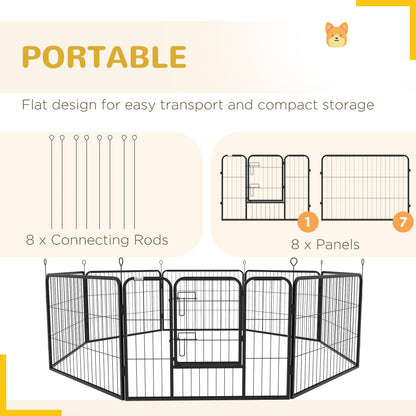 PawHut Steel 8 Panel Dog pen Pet Puppy PlayPen Black