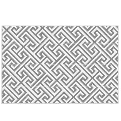 Outsunny Outdoor Rug Reversible Mat Plastic Straw Rug Portable RV Camping Mat for Garden Picnic Indoor, 152x243cm, Light Grey