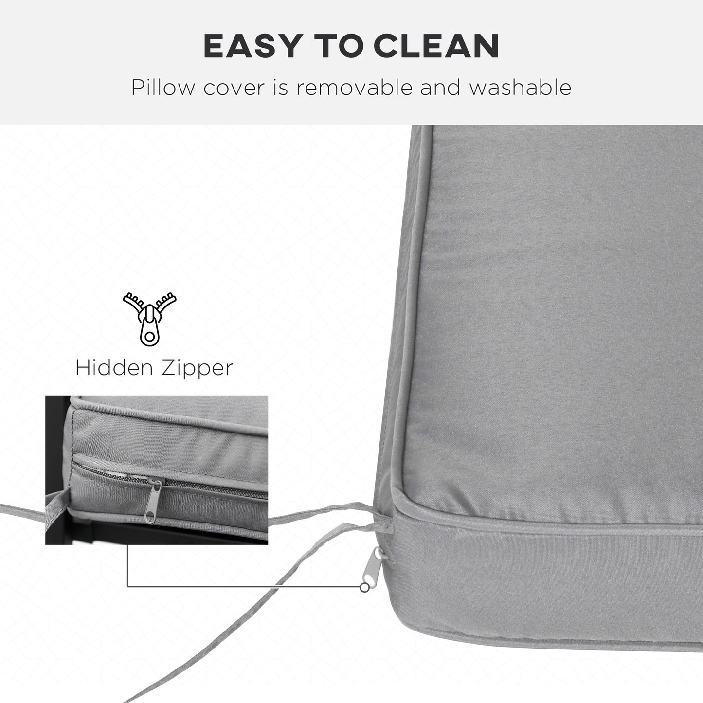 Outsunny 2 Seater Garden Bench Cushion -Light Grey