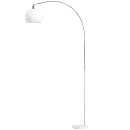 HOMCOM Floor Lamp for Living Room, Modern Standing Lamp with Shade & Foot Switch for Bedroom, Office, White