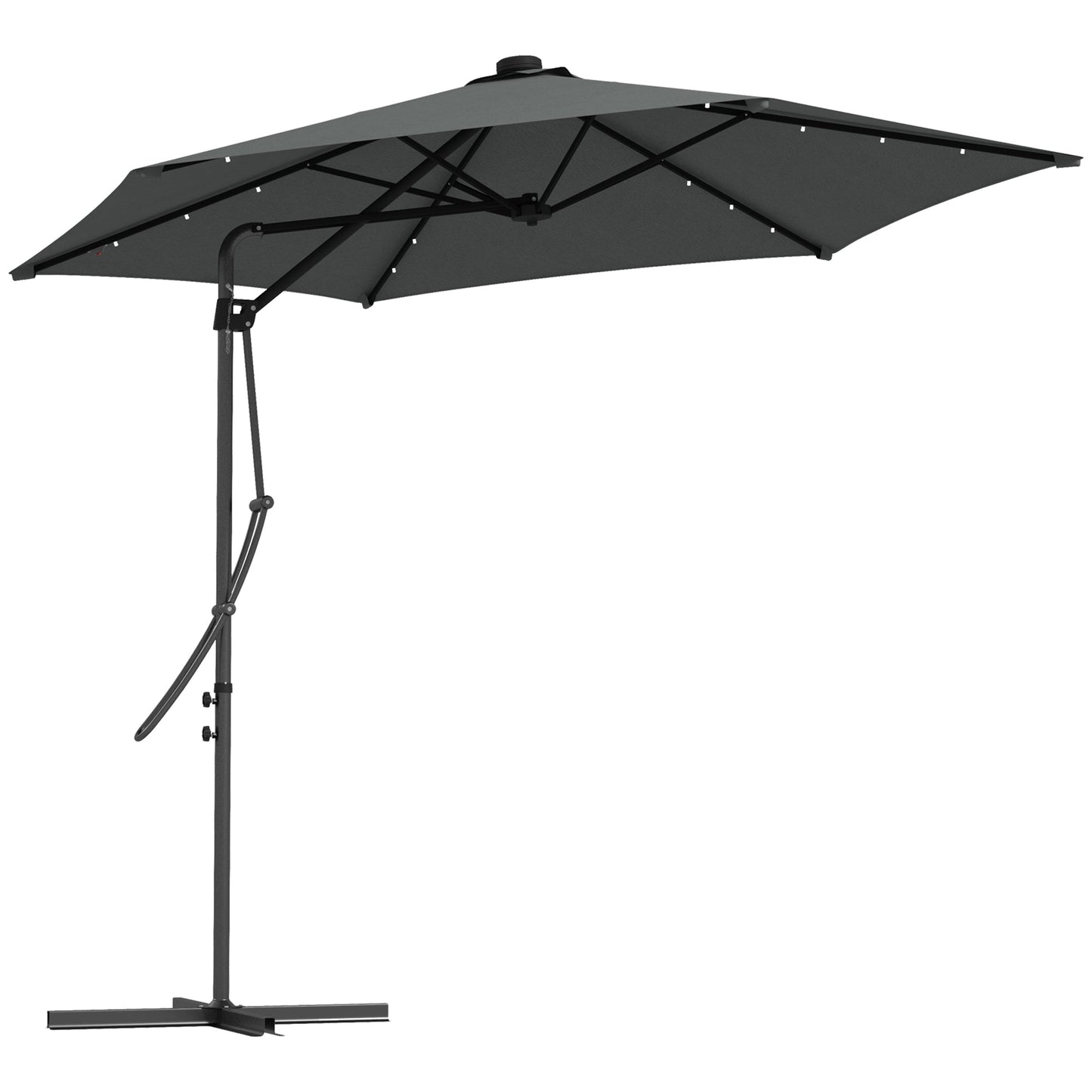 Outsunny 3m Parasol LED Parasol z podstawą i pokrowcem - szary