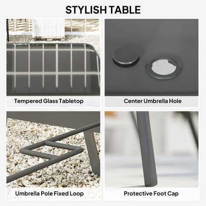 Outsunny Seven-Piece Outdoor Dining Set - Charcoal Grey